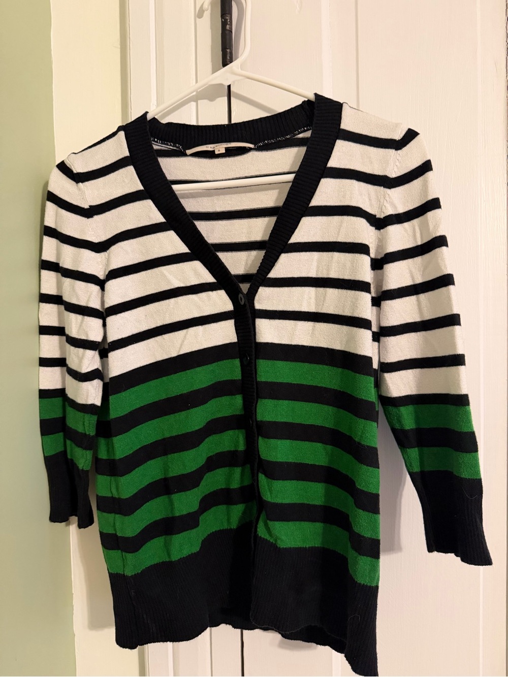 41 Hawthorne Striped 3/4 Sleeve Cardigan - Small